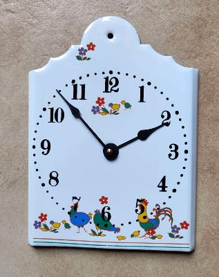 Horloge émaillée Vintage Coq Poules made in France